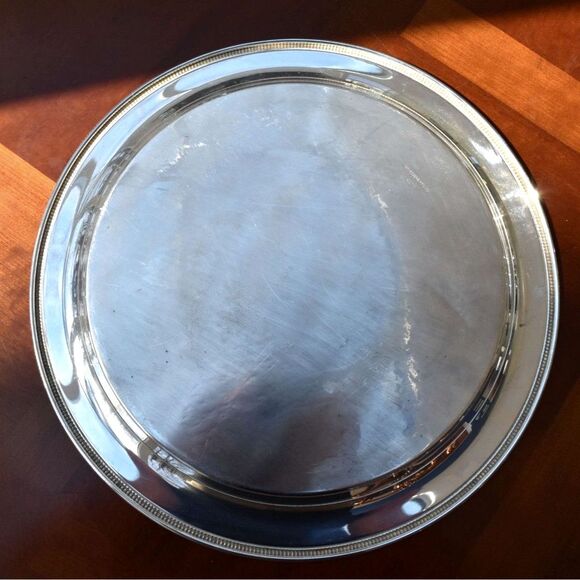 Vintage WM Rogers 4272 Silverplate Serving Tray 15" Round Engraved - Picture 4 of 5